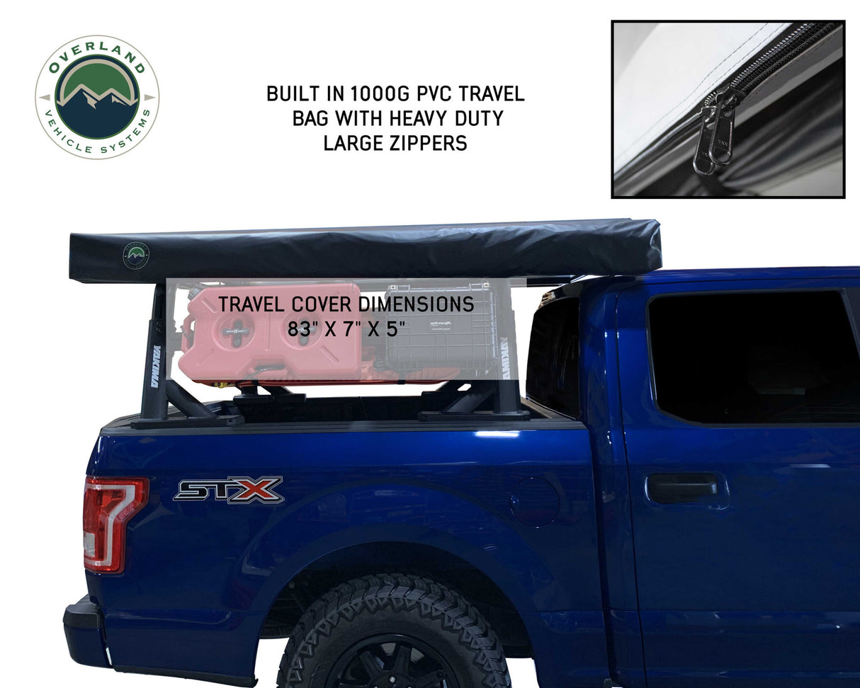Overland Vehicle Systems Nomadic 270 LT Awning - Passenger Side 19569907- Dark Gray Cover With Black Cover Universal