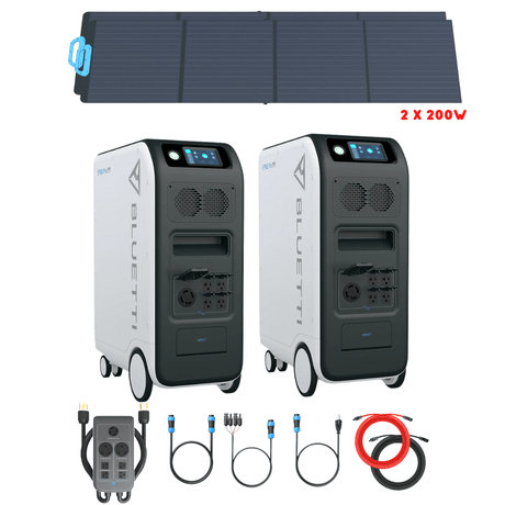 Bluetti [DUAL] EP500 PRO 6,000W 10,200Wh + Solar Panels Complete Solar Generator Kit - BP-EP500PRO[2]+BP-P030A+PV200[2]+RS-50102[2] - Avanquil