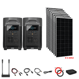 EcoFlow [Dual] DELTA Pro 7,200W 120/240V Output + Solar Panels Complete Solar Generator Kit - EF-Pro[2]+SC[2]+RS-M200[8]+DVH+RS-50102[2] - Avanquil