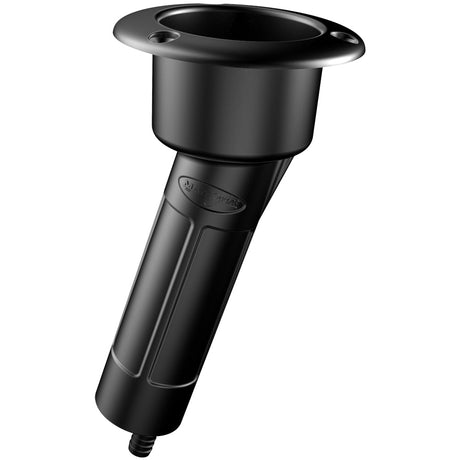 Mate Series Plastic 15° Rod & Cup Holder - Drain - Round Top - Black - P1015DB - CW72523 - Avanquil