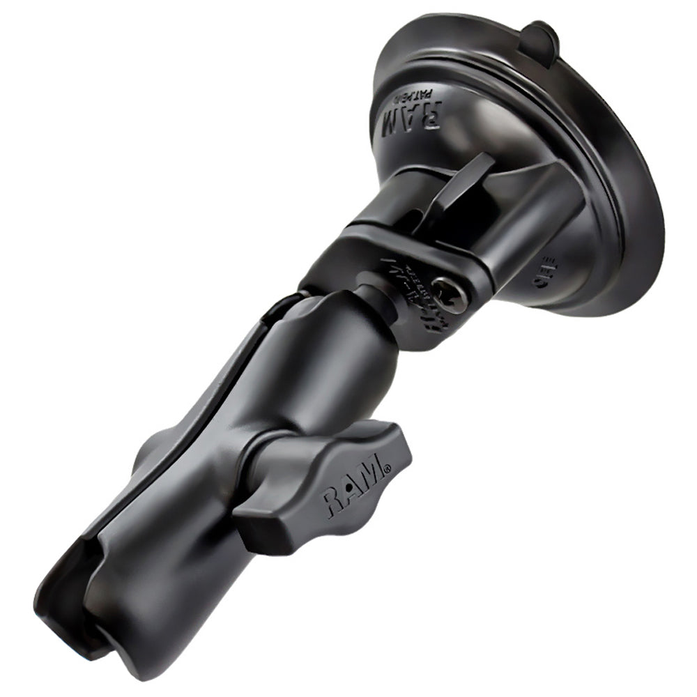 RAM Mount 1" Diameter Ball Standard Length Double Socket Arm w/3.25" Diameter Suction Cup Twist Lock Base - RAM-B-166-103U