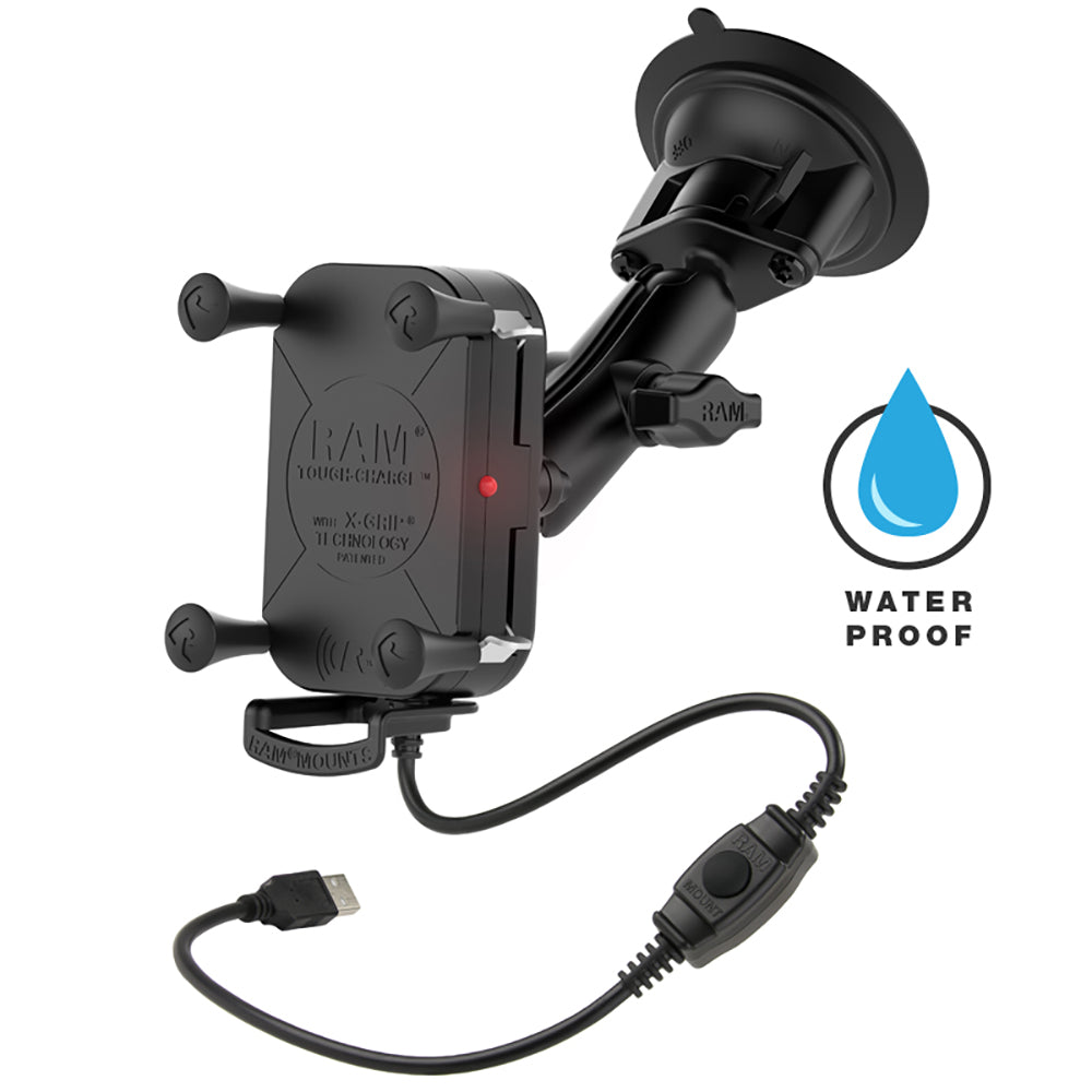 RAM Mount Tough-Charge™ Waterproof Wireless Charging Suction Cup Mount - RAM-B-166-UN12W