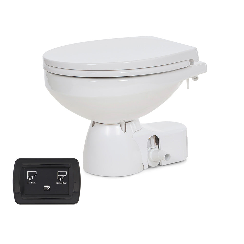 Jabsco Quiet Flush E2 Raw Water Toilet Regular Bowl - 12V – Soft Close Lid - 38245-4192RSP