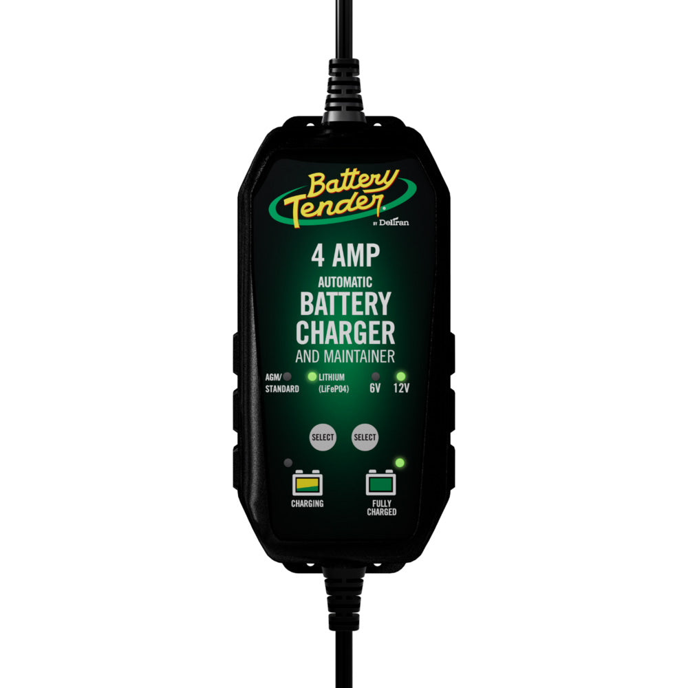 Battery Tender 6V/12V, 4A Lead Acid & Lithium Selectable Battery Charger - 022-0209-BT-WH