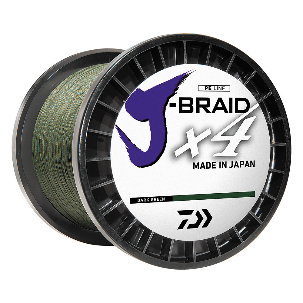 Daiwa J-BRAID x4 Braided Line - 20lb - 300 yds - Dark Green - JB4U20-300DG