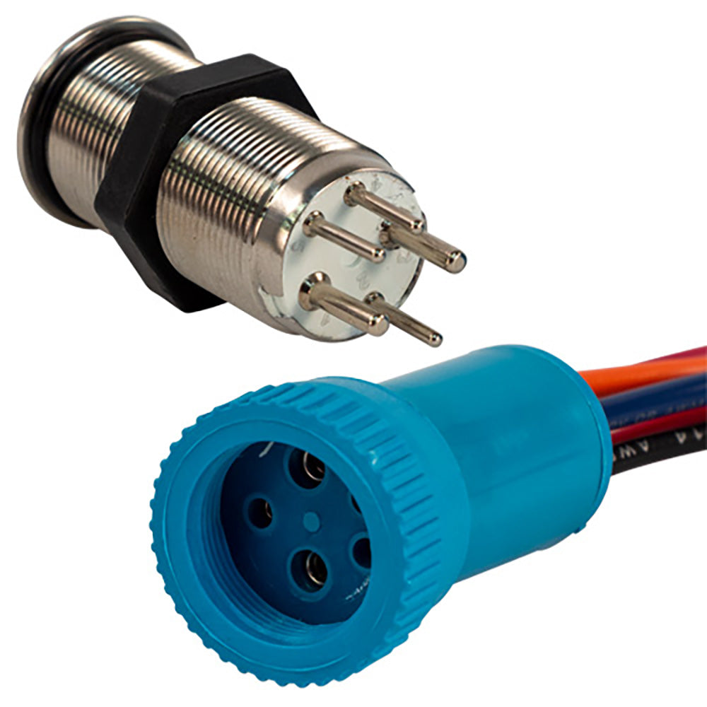 Bluewater 19mm In Rush Push Button Switch - Off/(On)/(On) Double Momentary Contact - Blue/Green/Red LED - 9057-2123-1