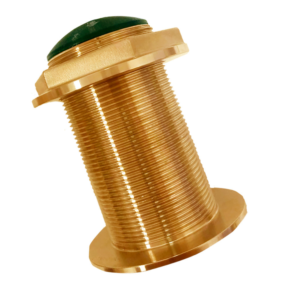 SI-TEX Bronze Low-Profile Thru-Hull Low-Frequency CHIRP Transducer - 300W, 18° Tilt, 40-75kHz - BT70L300-18