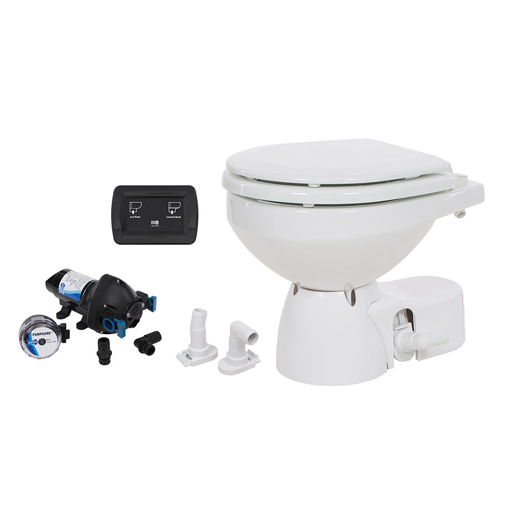 Jabsco Quiet Flush E2 Raw Water Toilet Compact Bowl - 12V - Soft Close Lid - 38245-3092RSP