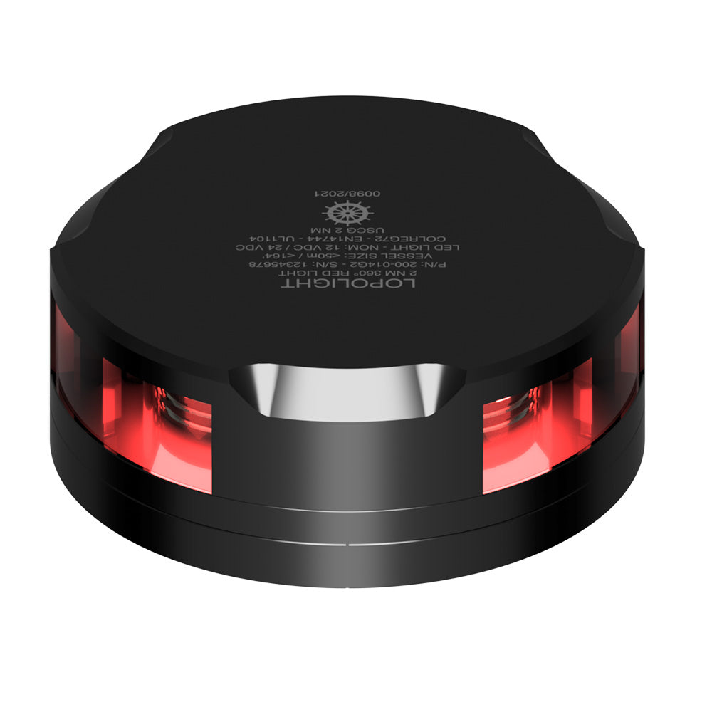 Lopolight 360-Degree Red Nav Light - 2NM - Black Housing w/FB Base - 201-014-FB-B