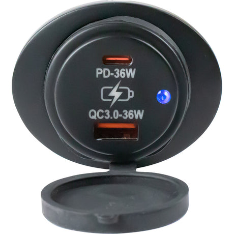Sea-Dog Oval Surface Mount USB 3.0 & USB-C Power Socket - 426535-1