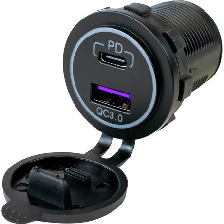 Sea-Dog USB 3.0 & USB-C Power Socket w/Out Light - 426510-1