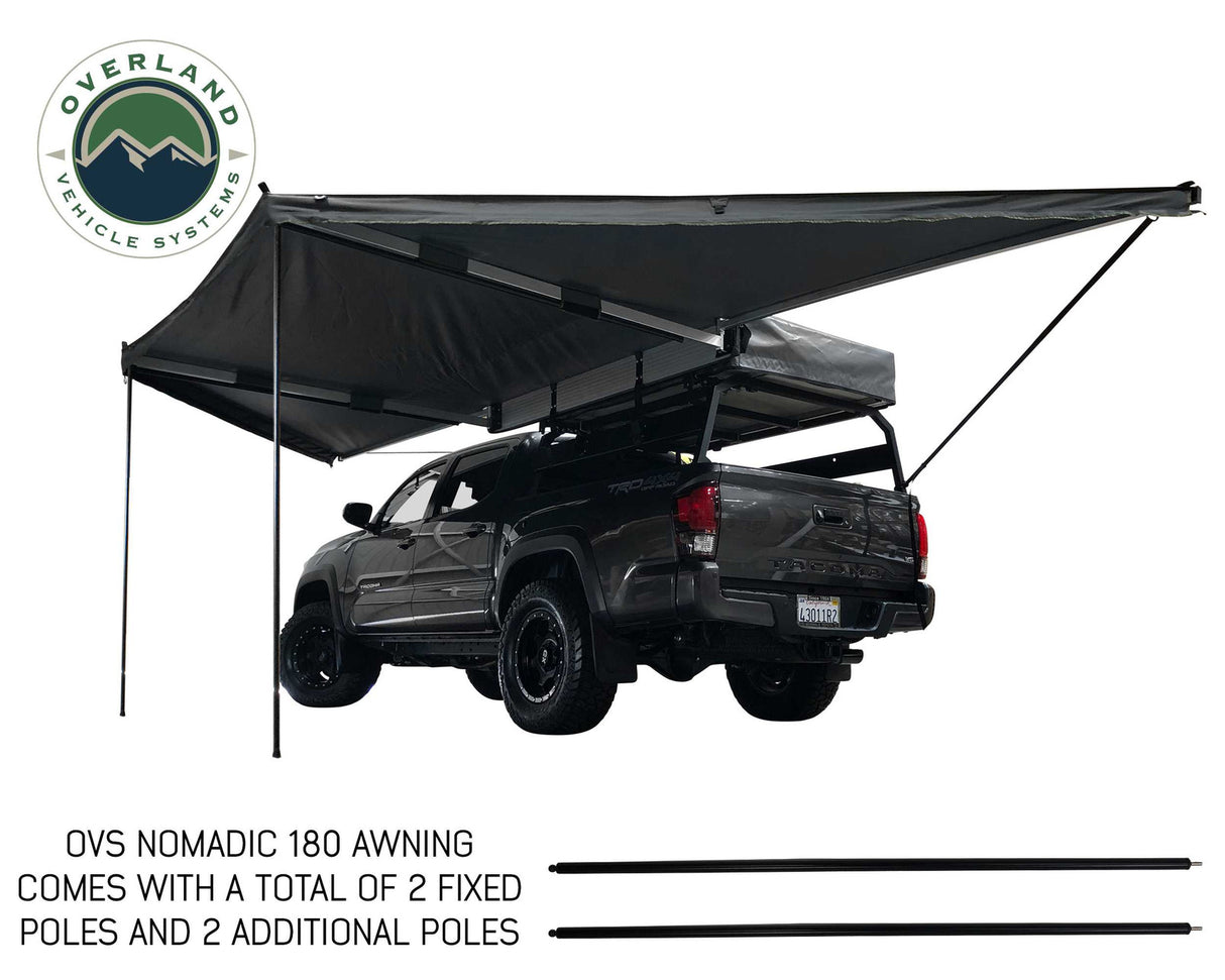 Overland Vehicle Systems Nomadic Awning 180 - Dark Gray Cover With Black Cover Universal