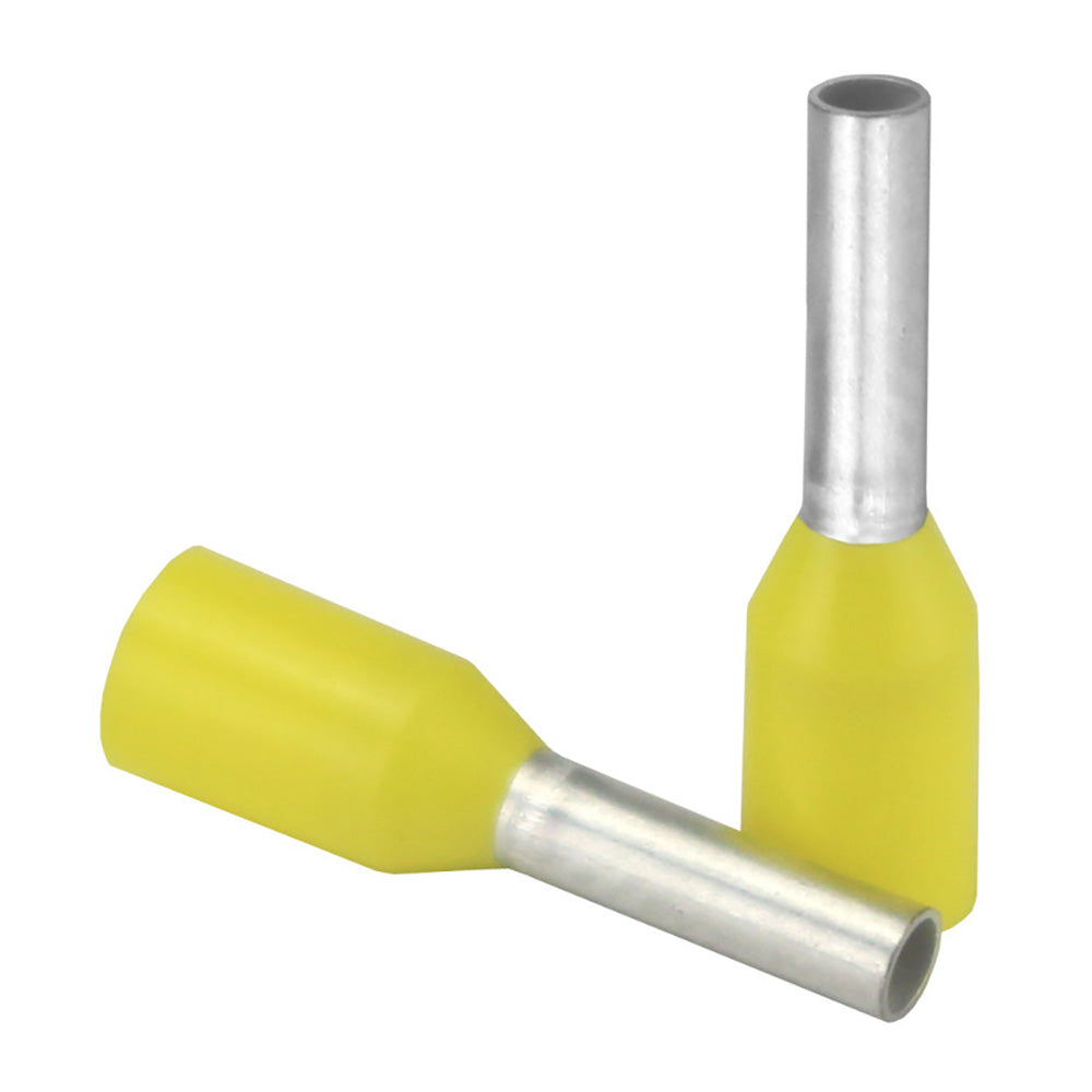 Pacer Yellow 18 AWG Wire Ferrule - 6mm Length - 25 Pack - TFRL18-6MM-25