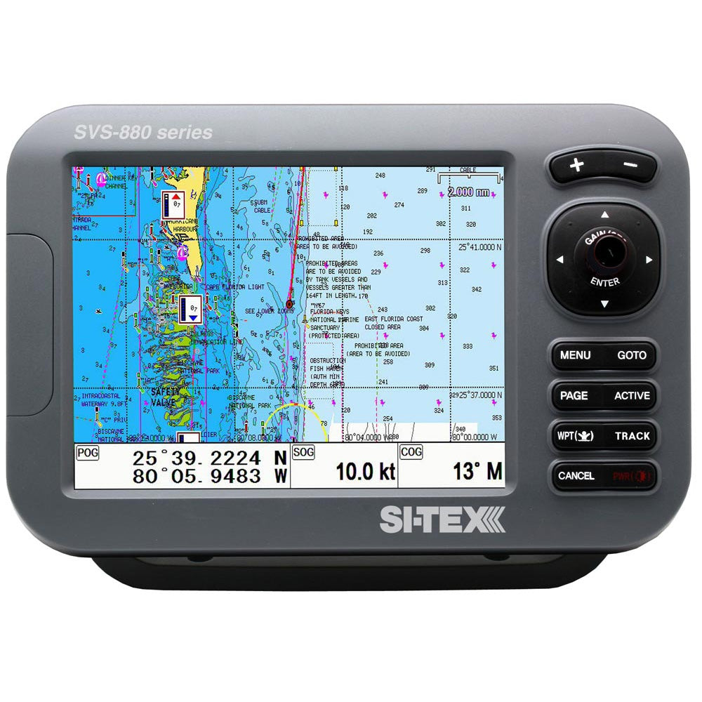SI-TEX GPS Chart-Dual Frequency 600W Sonar System - 8” Color LCD w/Internal & External GPS Antenna & C-MAP 4D Card - SVS-880CFE+