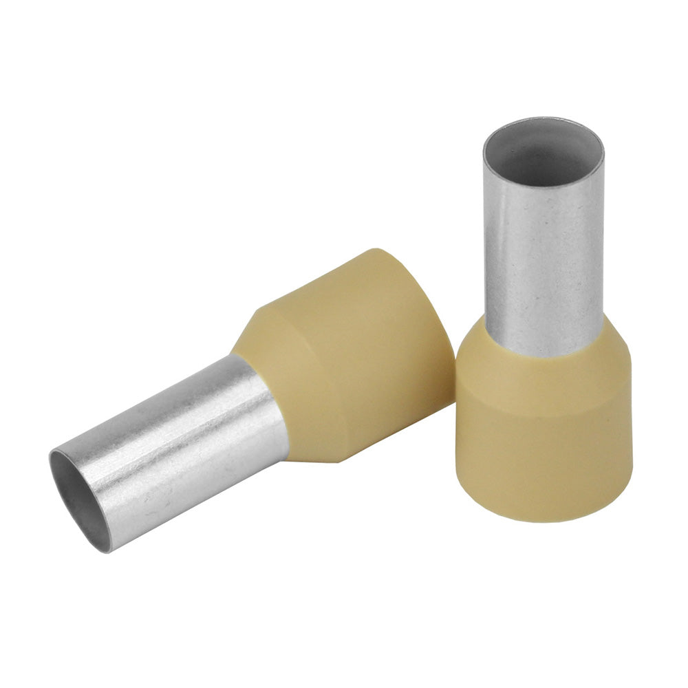 Pacer Beige 2 AWG Wire Ferrule - 16mm Length - 10 Pack - TFRL2-16MM-10