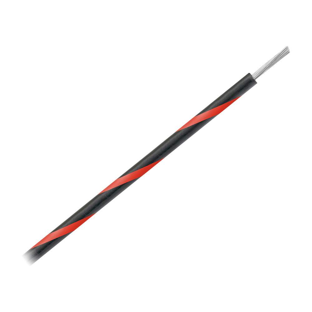 Pacer 16 AWG Gauge Striped Marine Wire 500' Spool - Black w/Red Stripe - WUL16BK-2-500