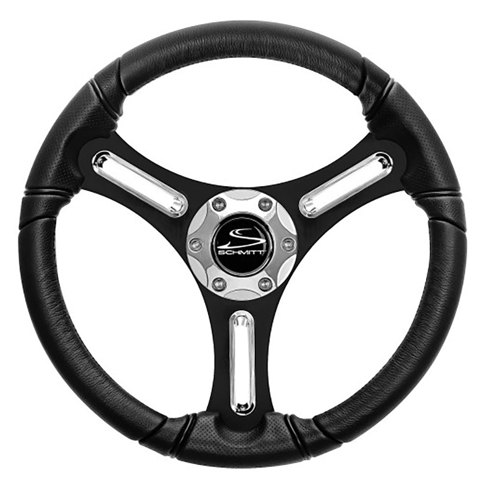 Schmitt Marine Torcello 14" Wheel - 03 Series - Polyurethane Wheel w/Chrome Spoke Inserts & Cap - Black Brushed Spokes - 3/4" - Retail Packaging - PU031104-12R