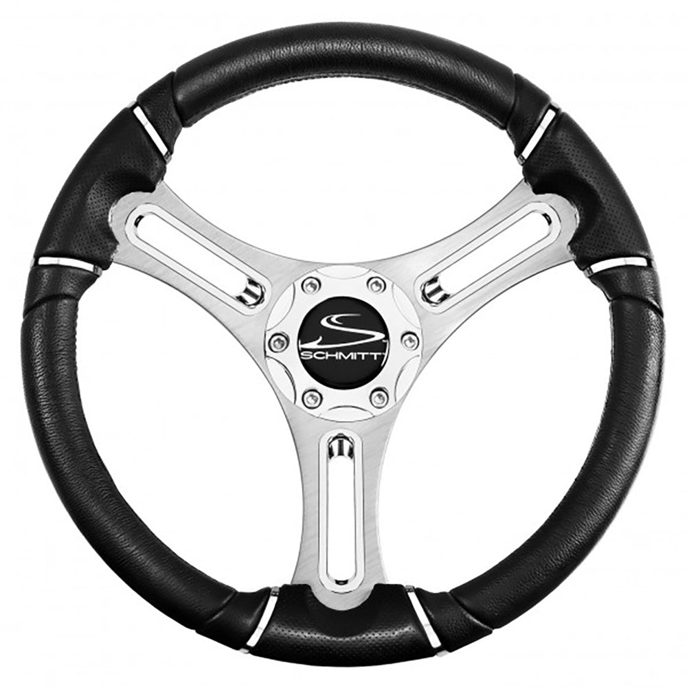 Schmitt Marine Torcello 14" Wheel - 04 Series - Polyurethane Wheel w/Chrome Trim & Cap - Brushed Spokes - 3/4" Tapered Shaft - PU043144-12R
