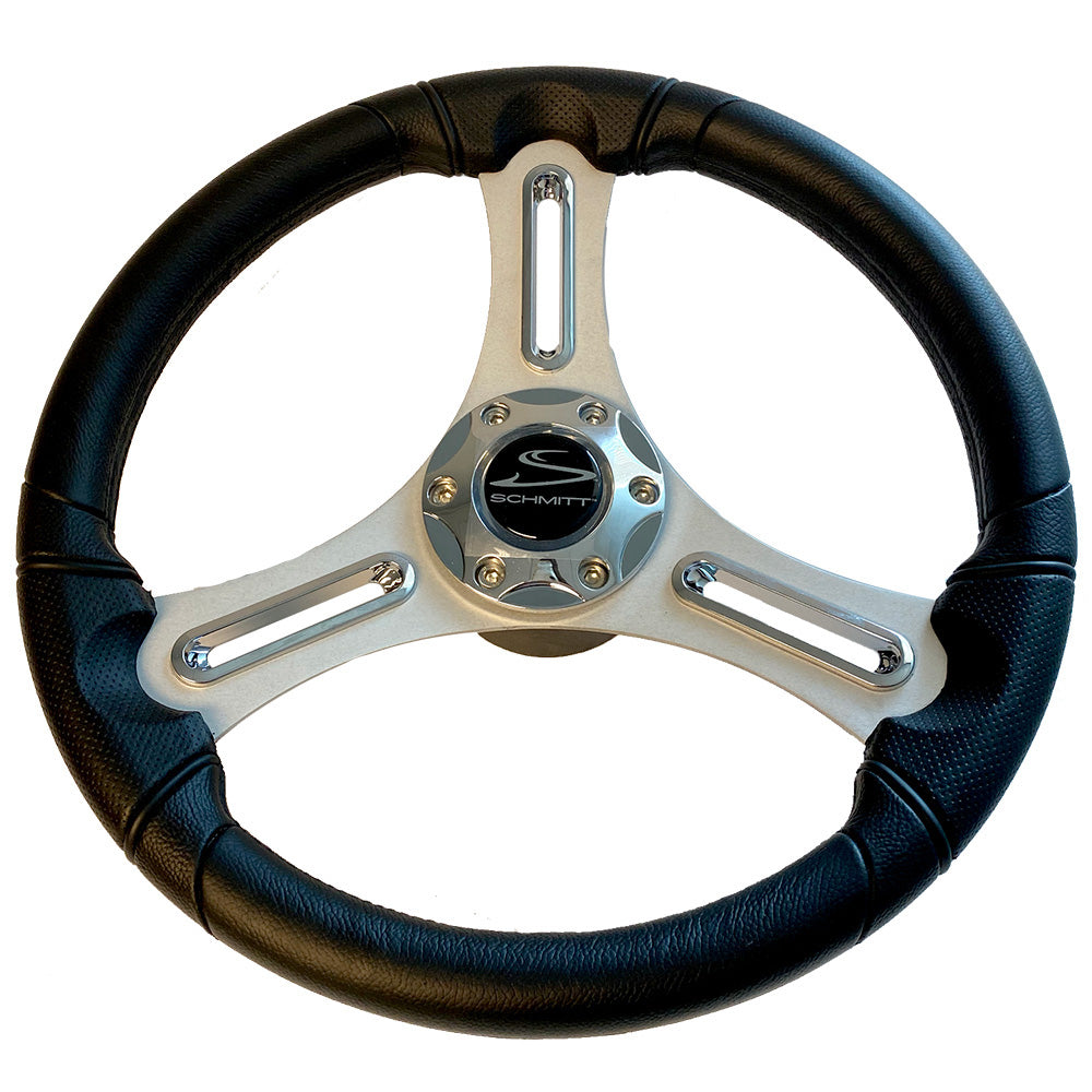 Schmitt Marine Torcello 14" Wheel - 03 Series - Polyurethane Wheel w/Chrome Trim & Cap - Brushed Spokes - 3/4" Tapered Shaft - Retail Packaging - PU033104-12R