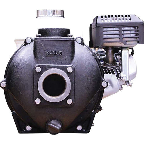 K & M Manufacturing Banjo Cast Iron Transfer Pump with 2in Ports - Honda GX200 Engine - Recoil Start (trimmed)