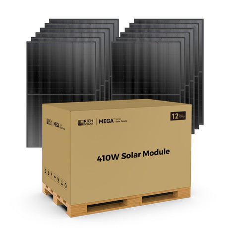 Rich Solar MEGA 410 Watt Monocrystalline Solar Panel | High Efficiency | Black Mono-facial Module | Grid-Tie | Off-Grid | Tier 1