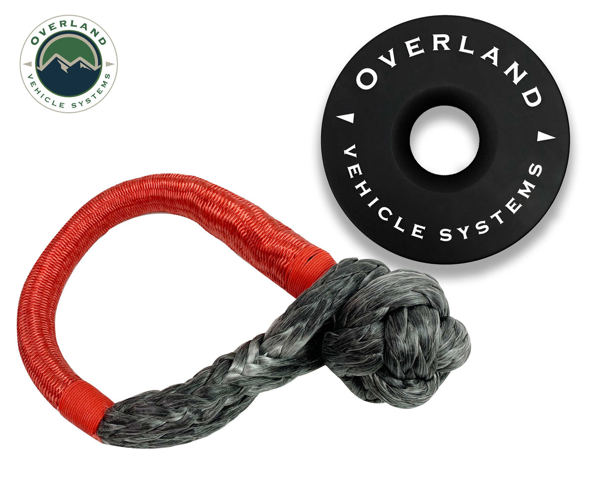 Overland Vehicle Systems Combo Pack Soft Shackle 5/8" 44,500 Lb. And Recovery Ring 6.25" 45,000 Lb. Black