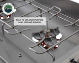 Overland Vehicle Systems Komodo Camp Kitchen - Dual Grill, Skillet, Folding Shelves, And Rocket Tower - Stainless Steel
