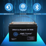 AIMS Power Lithium Battery 12V 100Ah LiFePO4 Lithium Iron Phosphate with Bluetooth Monitoring - LFP12V100B