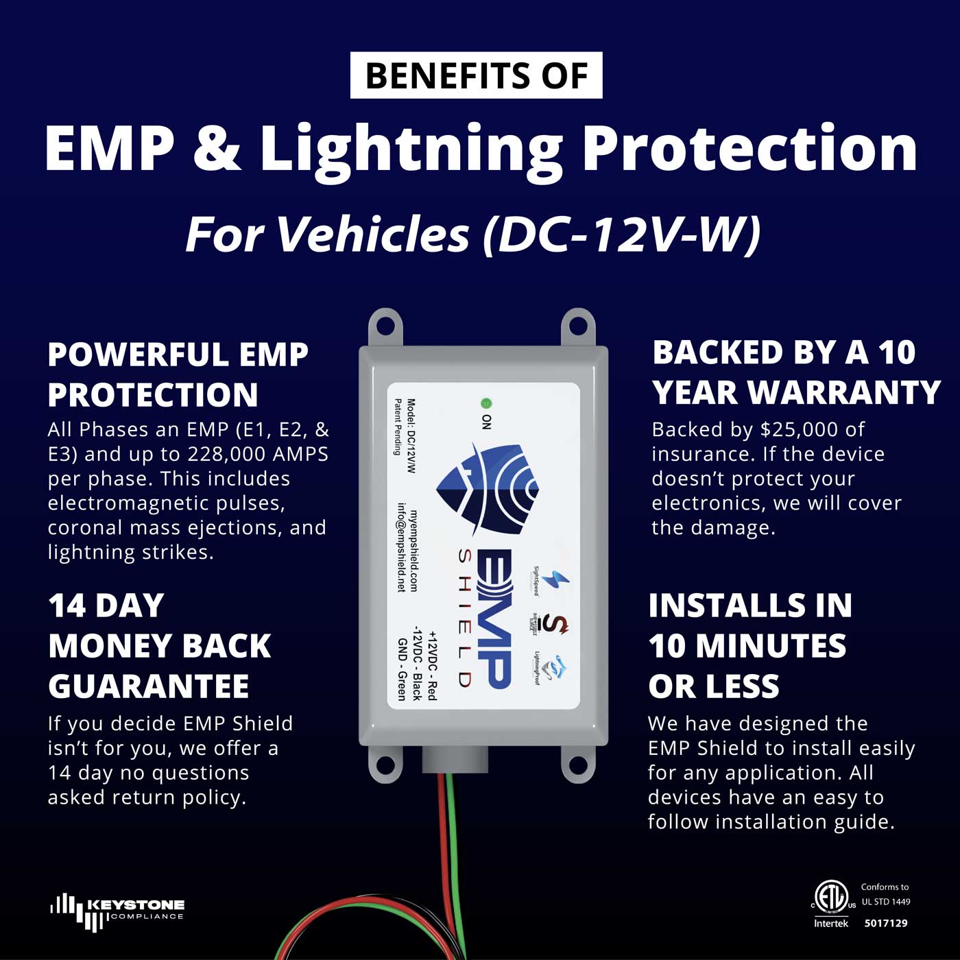 EMP Shield – EMP & Lightning Protection for Vehicles (DC-12V-W)