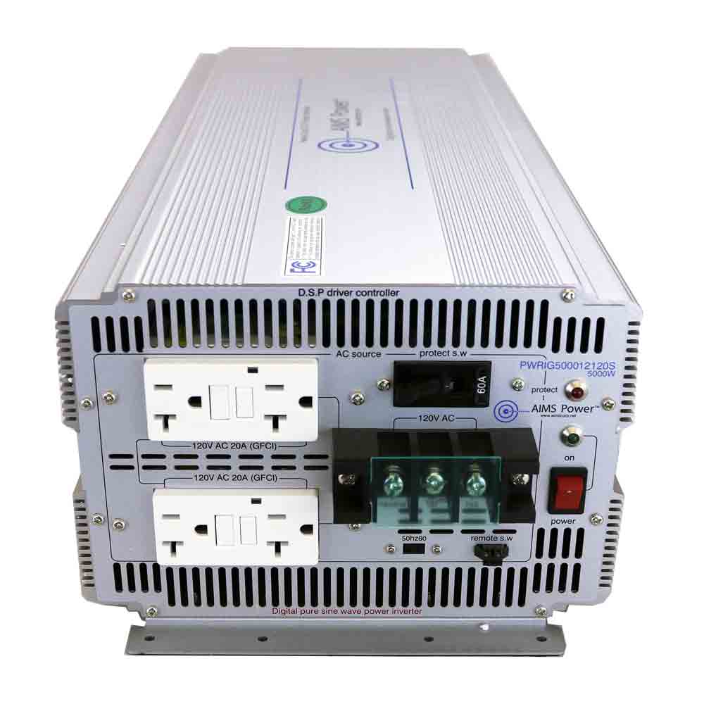 AIMS Power 5000 Watt Pure Sine Inverter – 24 volt 50/60 hz - WRIG500024120S