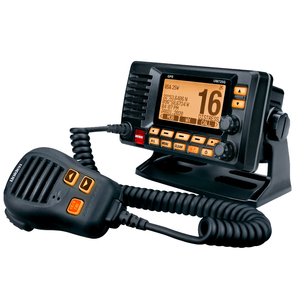 Uniden UM725 Fixed Mount Marine VHF Radio w/GPS - Black - UM725GBK