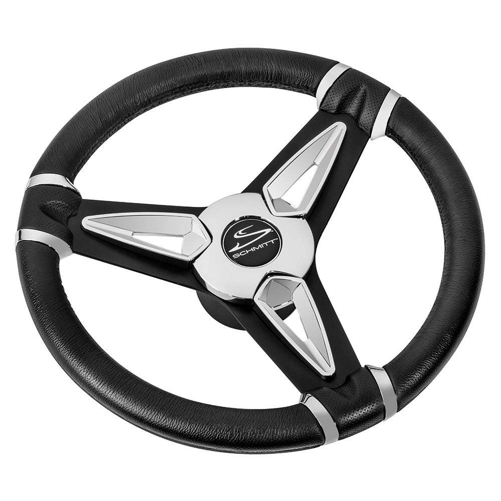 Schmitt & Ongaro PU50 14" Wheel - Chrome Cap & Spoke Inserts - Black Spokes - 3/4" Tapered Shaft - PU501404