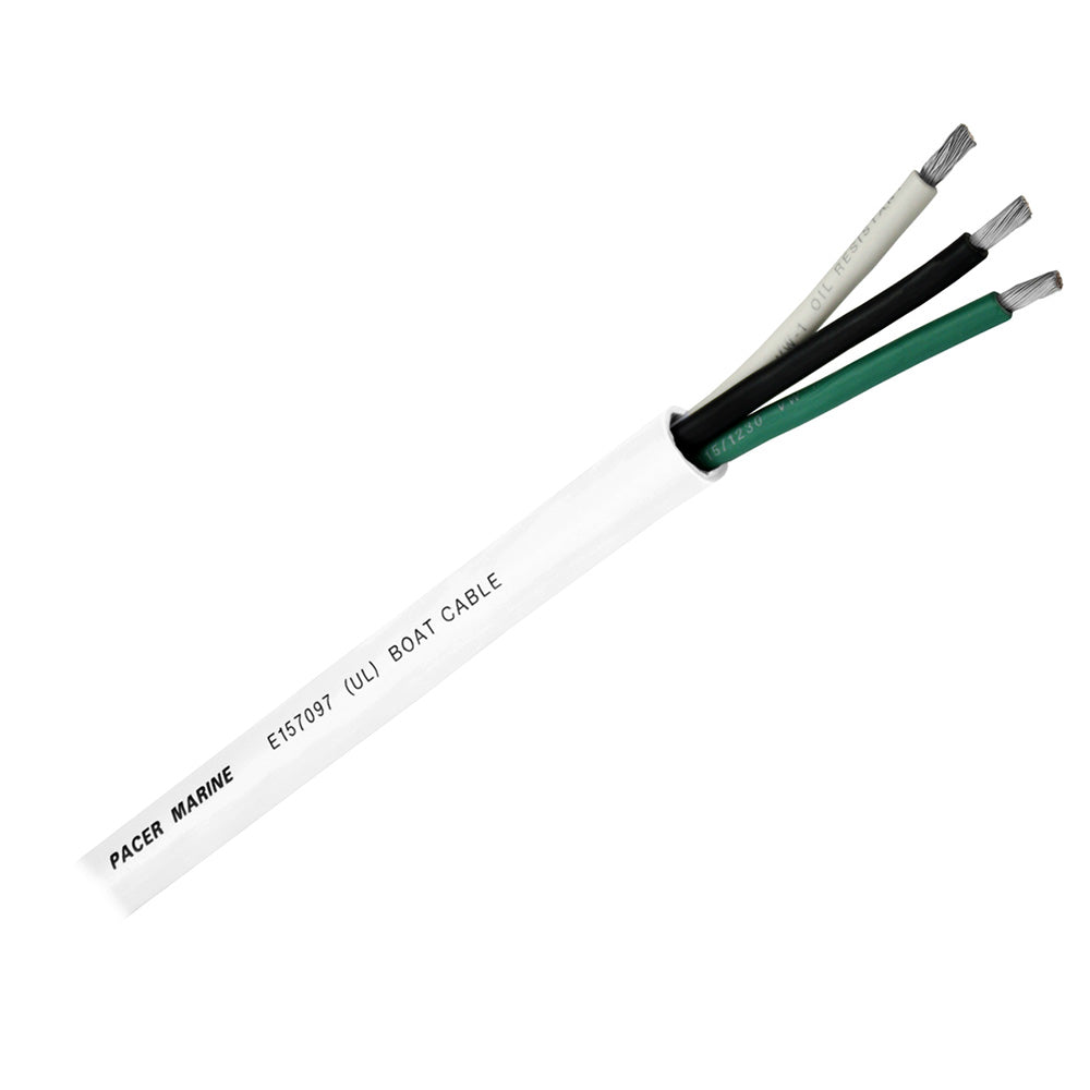 Pacer Round 3 Conductor Cable - 100' - 12/3 AWG - Black, Green & White - WR12/3-100