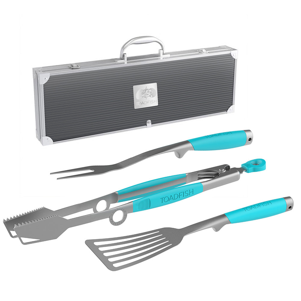 Toadfish Ultimate Grill Set + Case - Tongs, Spatula & Fork - 1092