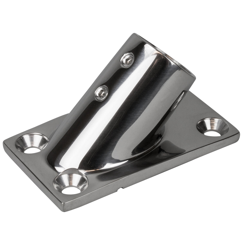 Sea-Dog Rail Base Fitting Rectangular Base 45° 316 Stainless Steel - 3-1/4" x 1-7/8" - 1" OD - 281451-1