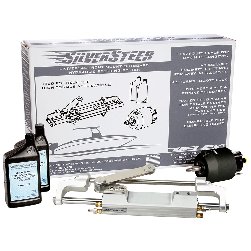 Uflex SilverSteer™ Front Mount Outboard Hydraulic Steering System w/ UC130-SVS-1 Cylinder - SILVERSTEERXP1