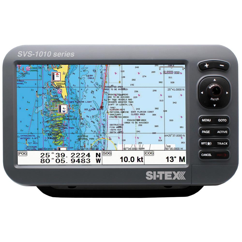 SI-TEX SVS-1010CE 10" Chartplotter w/External GPS Antenna & Navionics+ Card