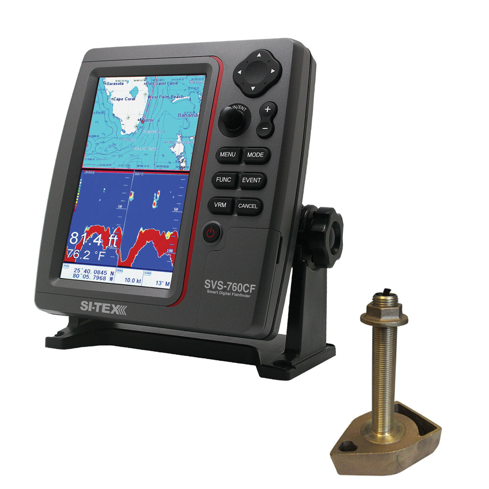 SI-TEX SVS-760CF Dual Frequency Chartplotter/Sounder w/Navionics+ Flexible Coverage & 1700/50/200T-CX Transducer - SVS-760CFTH