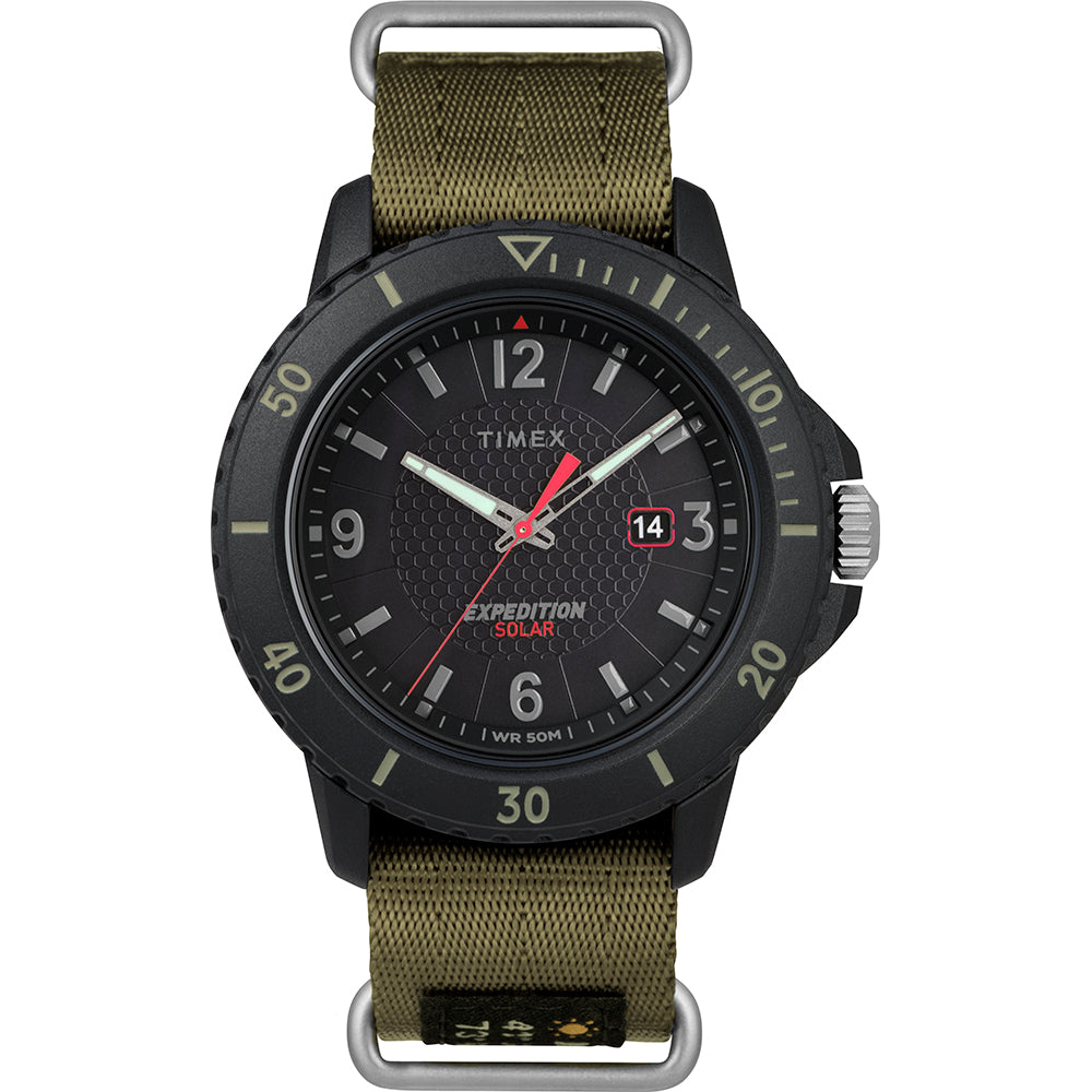 Timex Gallatin Nylon Slip-Thru Watch - Solar Green/Black Dial - TW4B14500JV