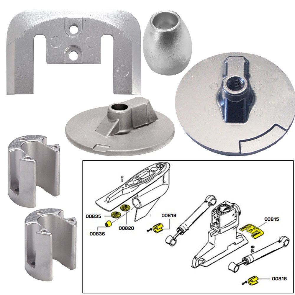 Tecnoseal Anode Kit w/Hardware - Mercury Bravo 3 2004-Present - Aluminum - 20805AL