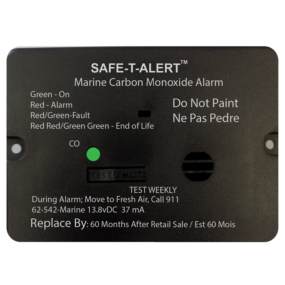 Safe-T-Alert 62 Series Carbon Monoxide Alarm w/Relay - 12V - 62-542-R-Marine - Flush Mount - Black - 62-542-R-MARINE-BL