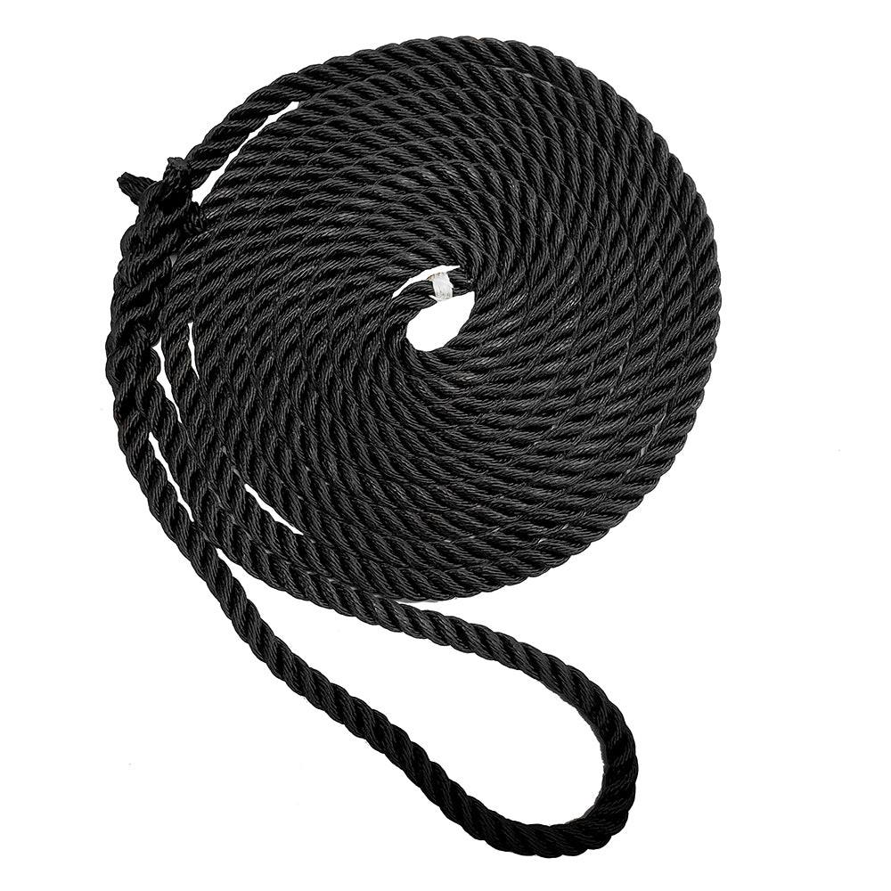 New England Ropes 3/4" X 25' Premium Nylon 3 Strand Dock Line - Black - C6054-24-00025