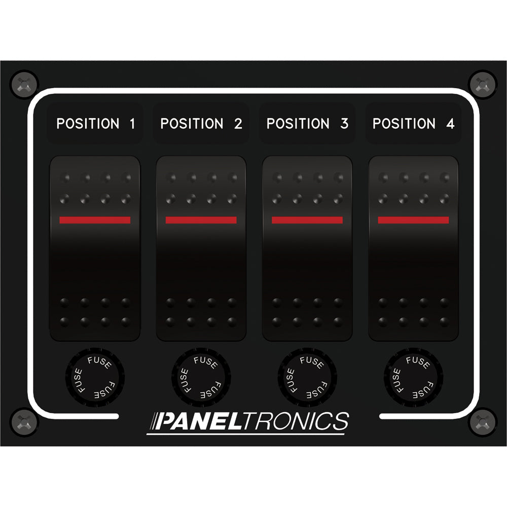 Paneltronics Waterproof Panel - DC 4-Position Illuminated Rocker Switch & Fuse - 9960011B