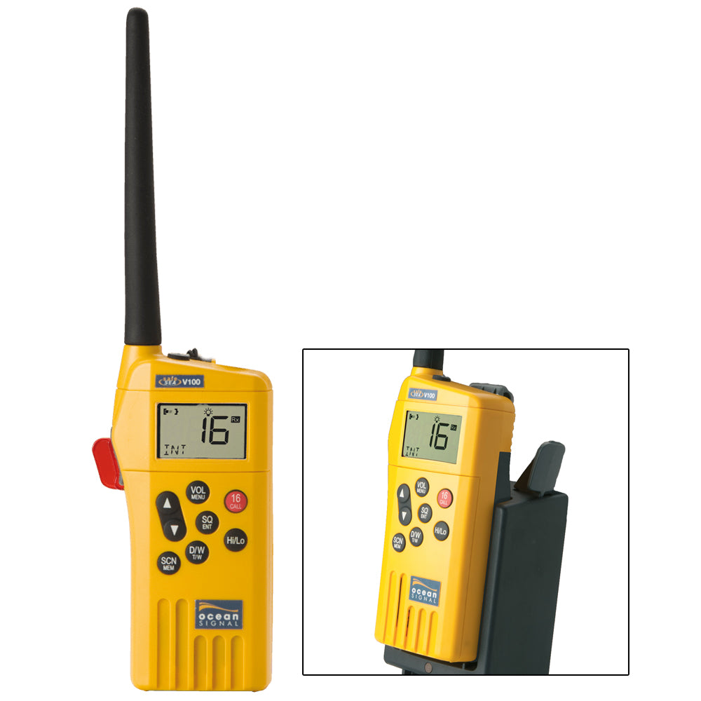 Ocean Signal SafeSea V100 GMDSS VHF Radio - 21 Channels w/Battery Kit - 720S-00614