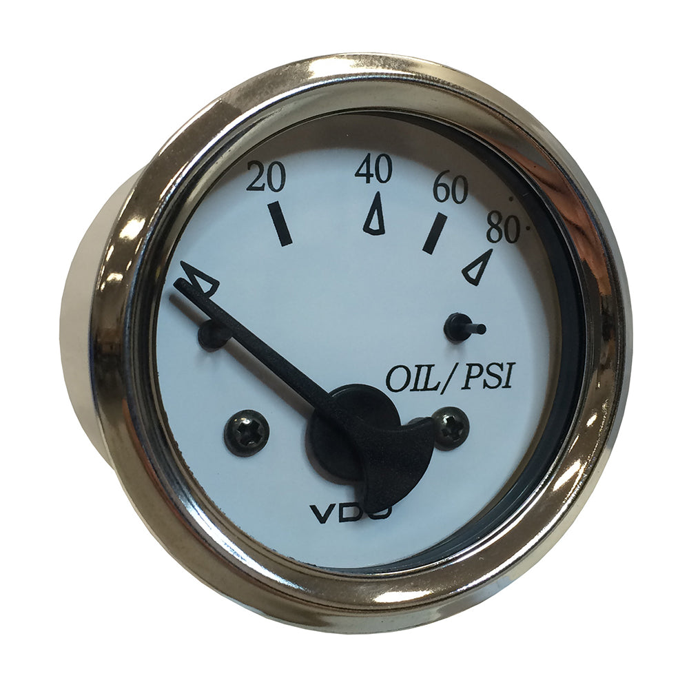 VDO Cockpit Marine 52MM (2-1/16") Oil Pressure Gauge - White Dial/Chrome Bezel - 350-15276