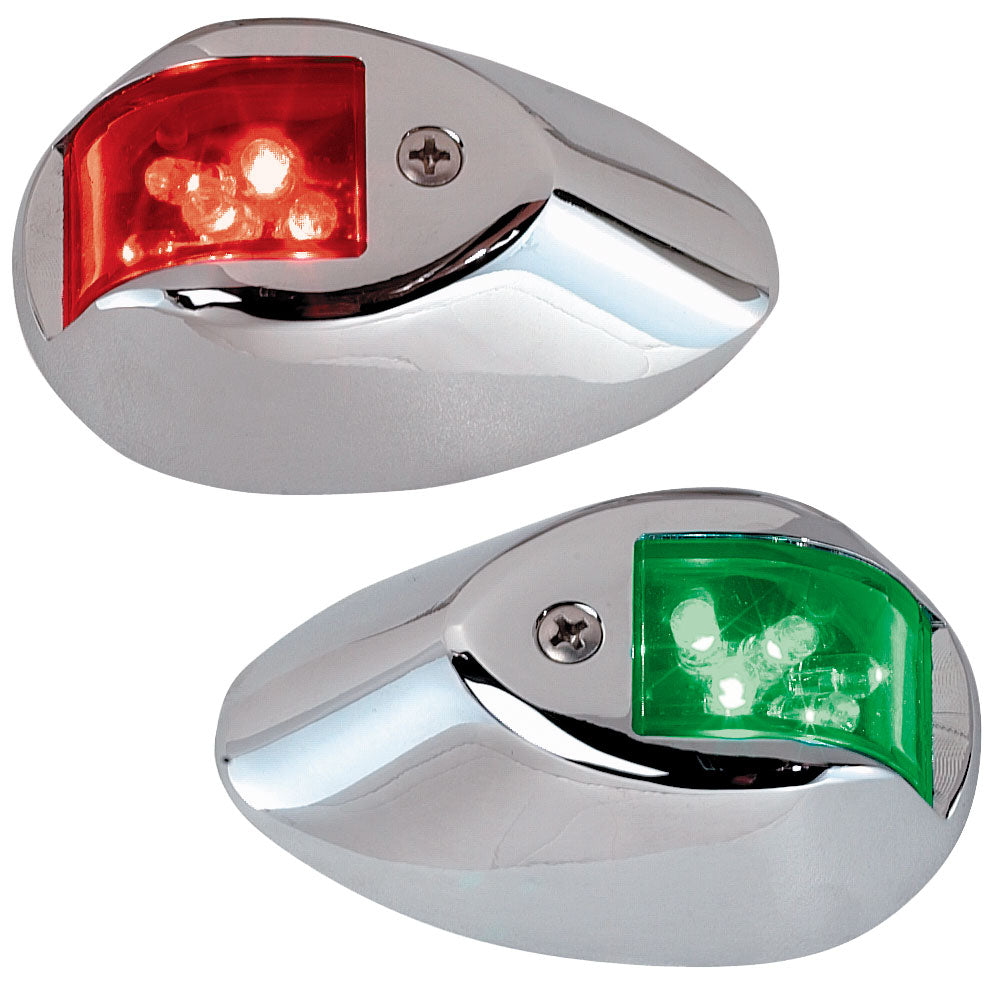 Perko LED Sidelights - Red/Green - 12V - Chrome Plated Housing - 0602DP1CHR