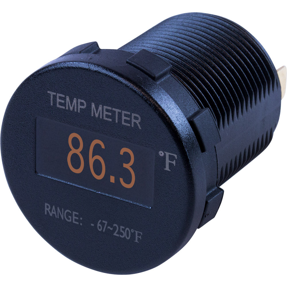 Sea-Dog Round OLED Temperature Meter Fahrenheit w/6' Lead - 421610-1