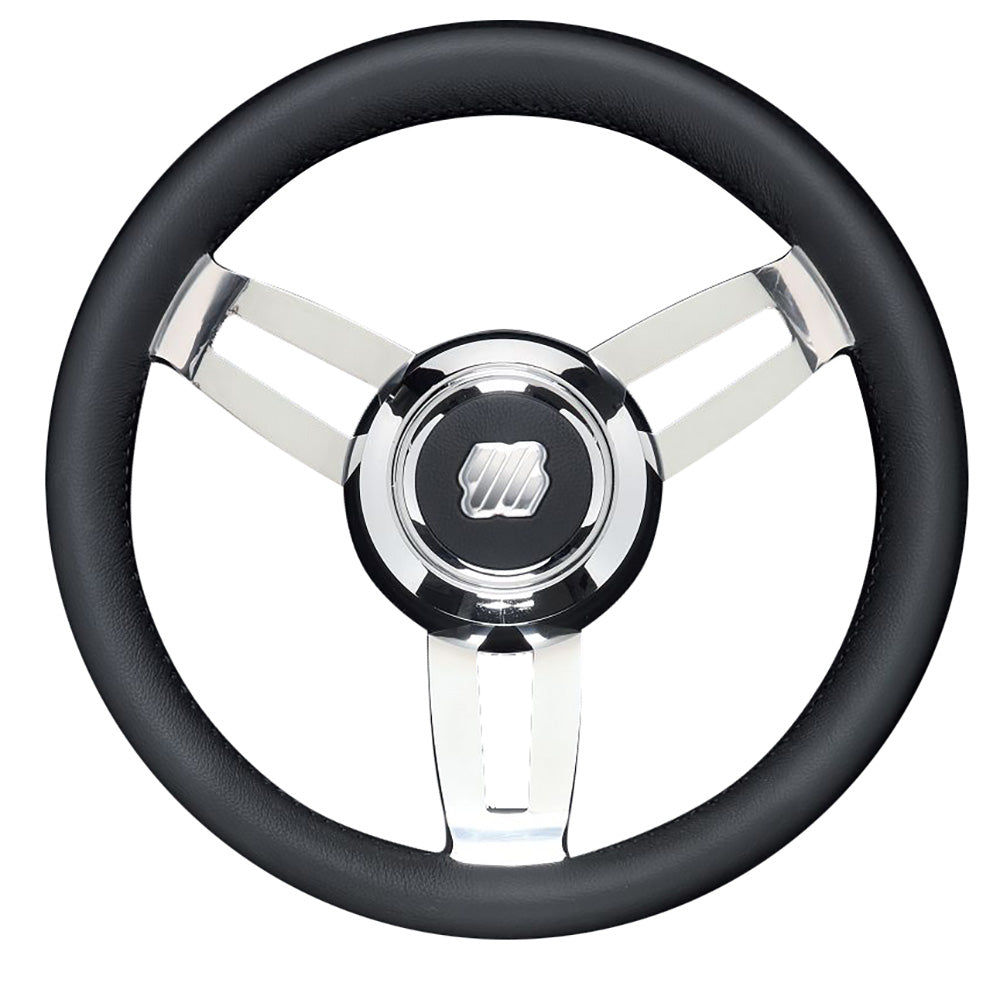 Uflex Morosini 13.8" Steering Wheel - Black Polyurethane w/Stainless Steel Spokes & Chrome Hub - MOROSINI U/CH/B