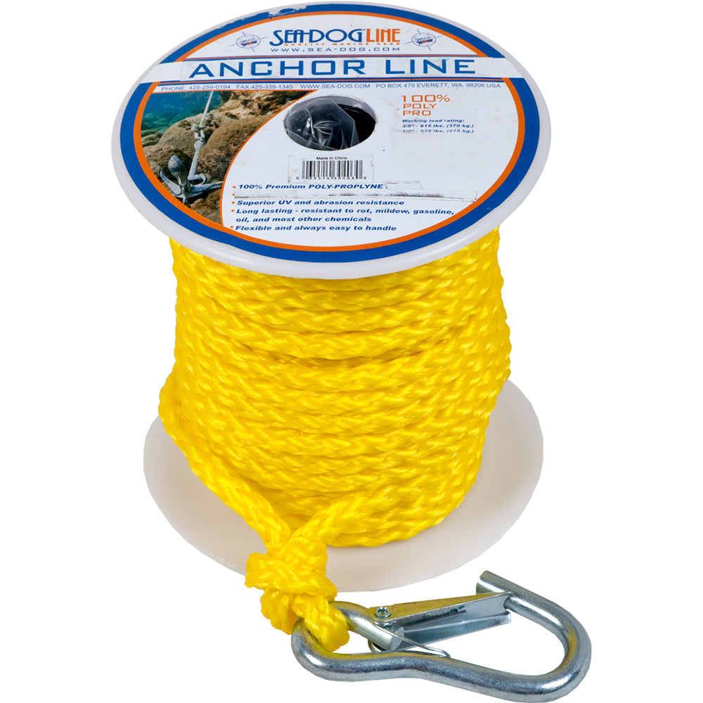 Sea-Dog Poly Pro Anchor Line w/Snap - 3/8" x 100' - Yellow - 304210100YW-1