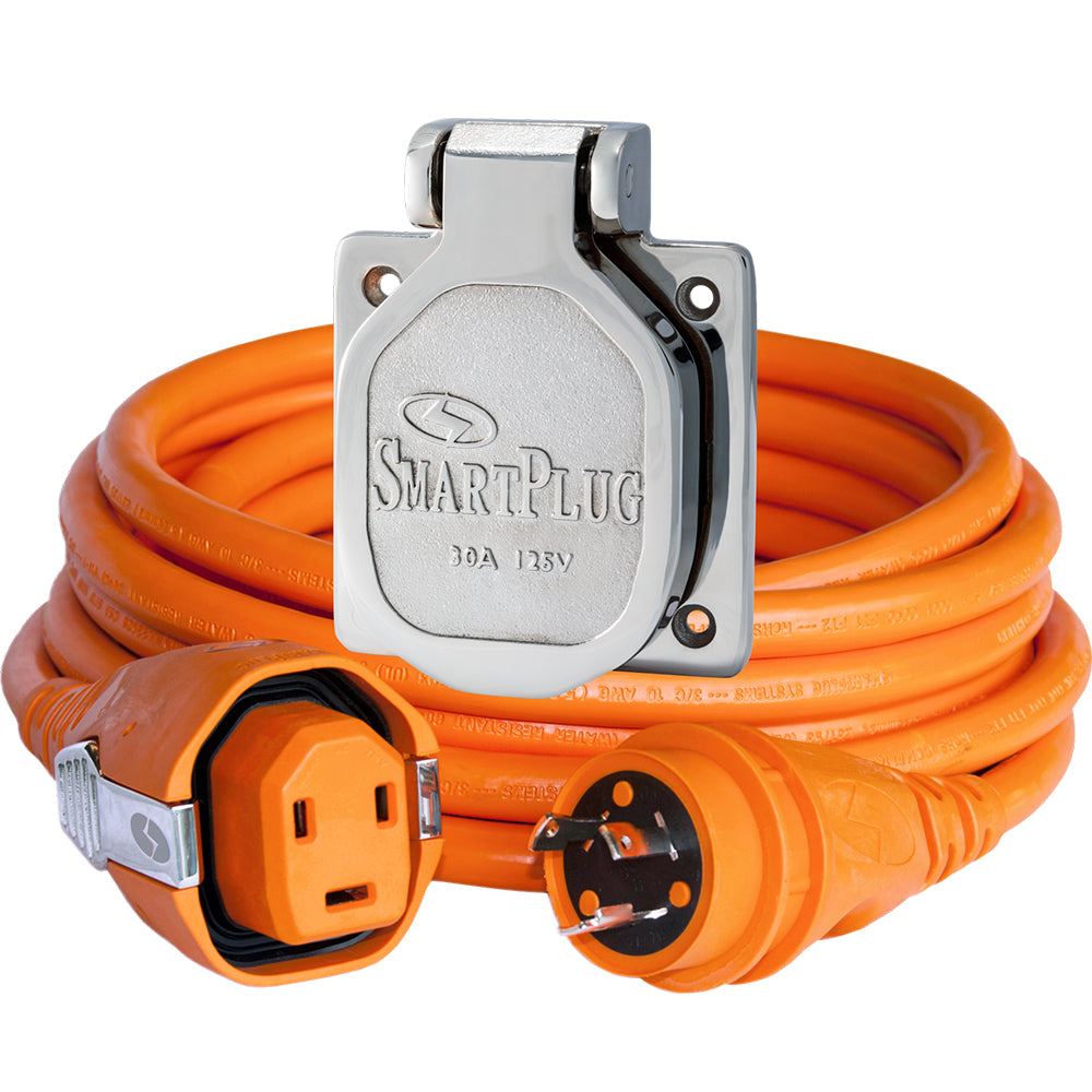 SmartPlug 30 Amp 50' Dual Configuration Cordset w/Tinned Wire & 30 Amp Stainless Steel Inlet - C30503BM30NT